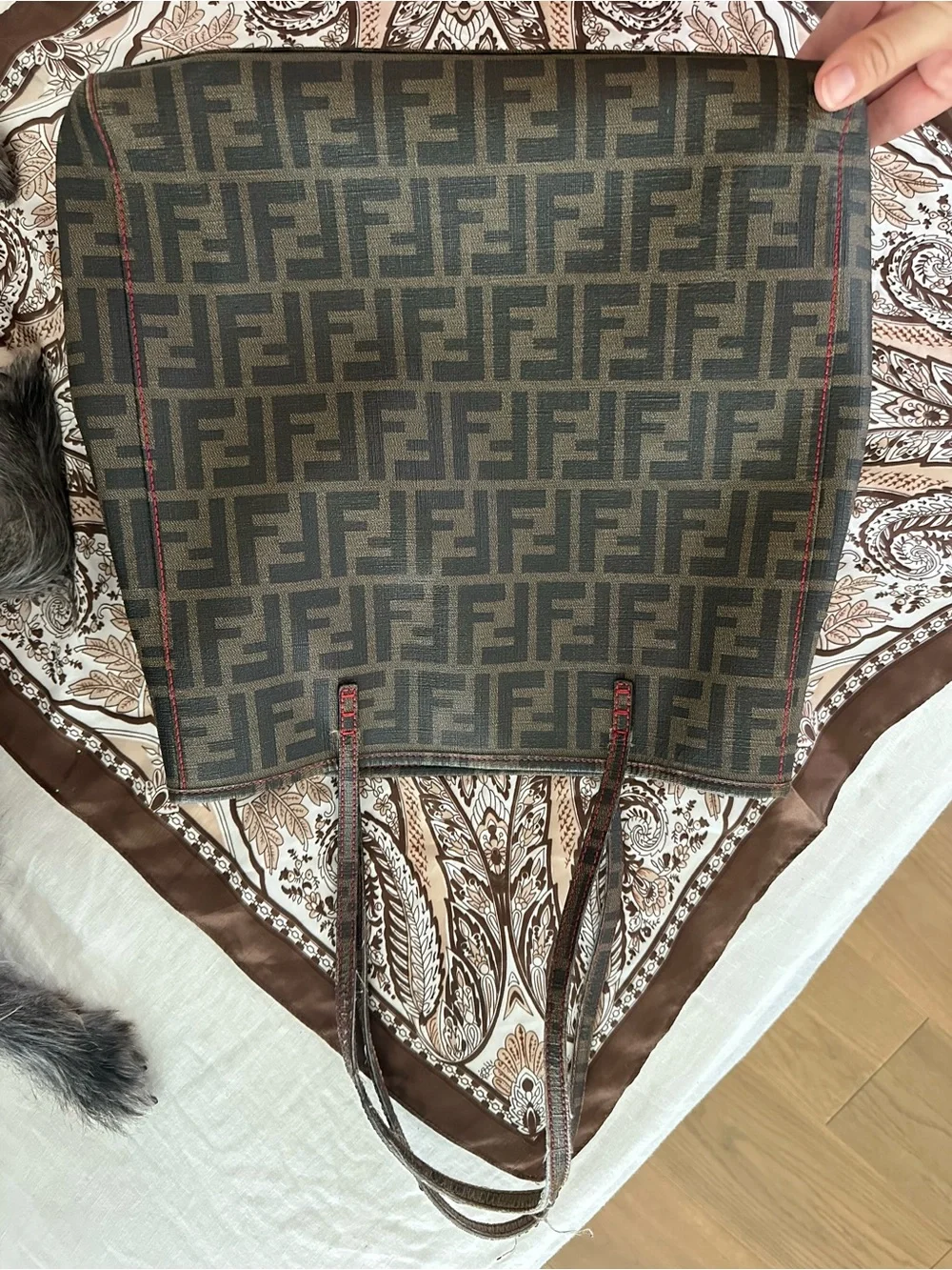 Fendi Brown Monogram Zucca Canvas Tote with Slim Shoulder Straps